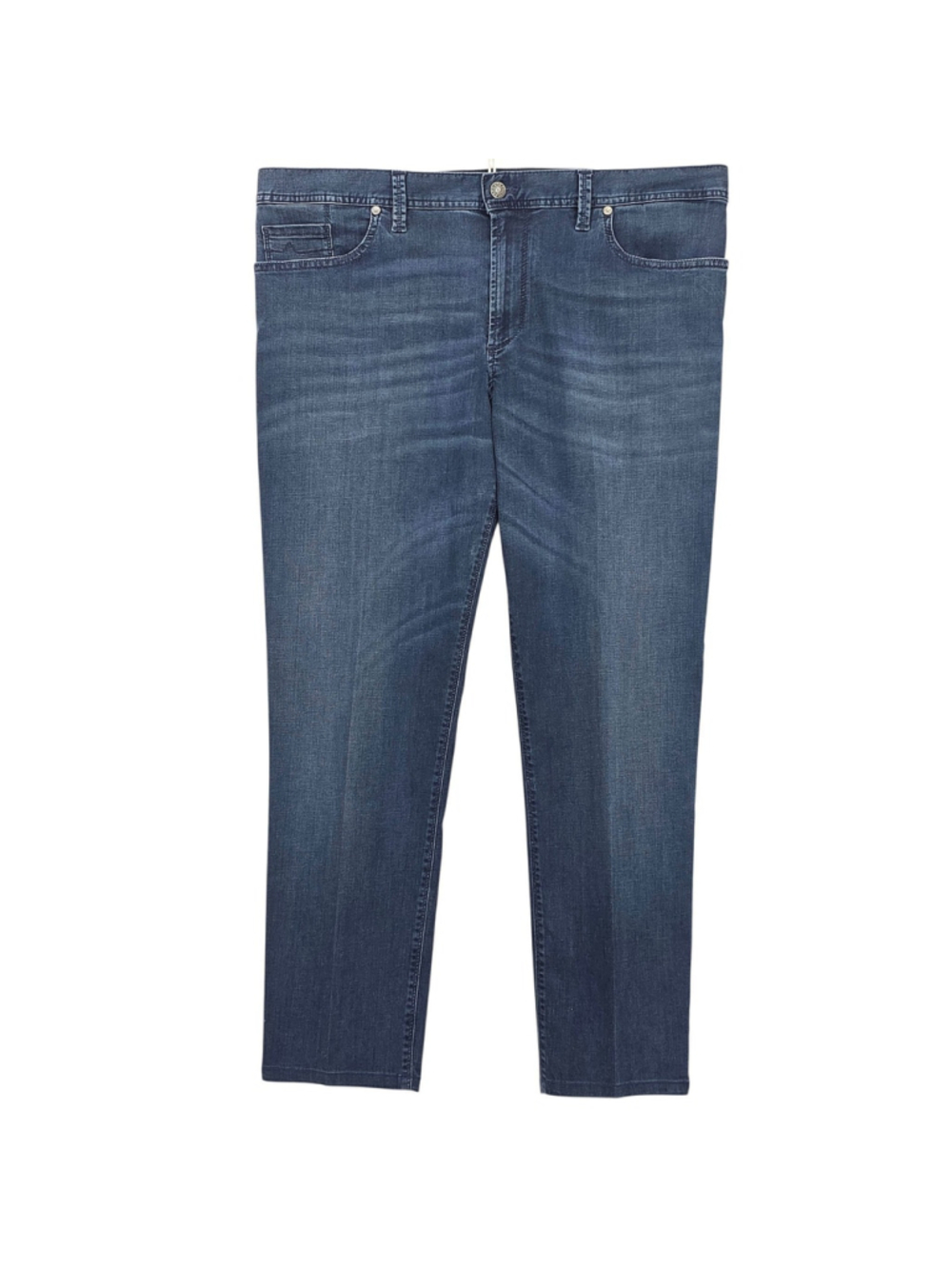 Alberto Pipe Luxury T400 Tencel Jeans Mens 38x28 Blue Stretch Denim